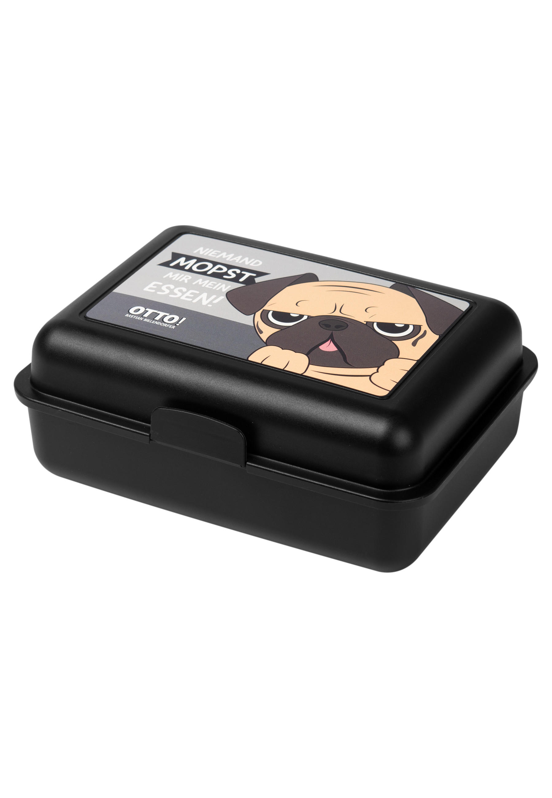 BROTDOSE Bastian Bielendorfer Otto! Niemand mopst mir mein Essen! Schwarz 17,5 x 12,8 x 6,9 cm - Schwarz, Kunststoff (17.5/6.9/12.8cm) - United Labels