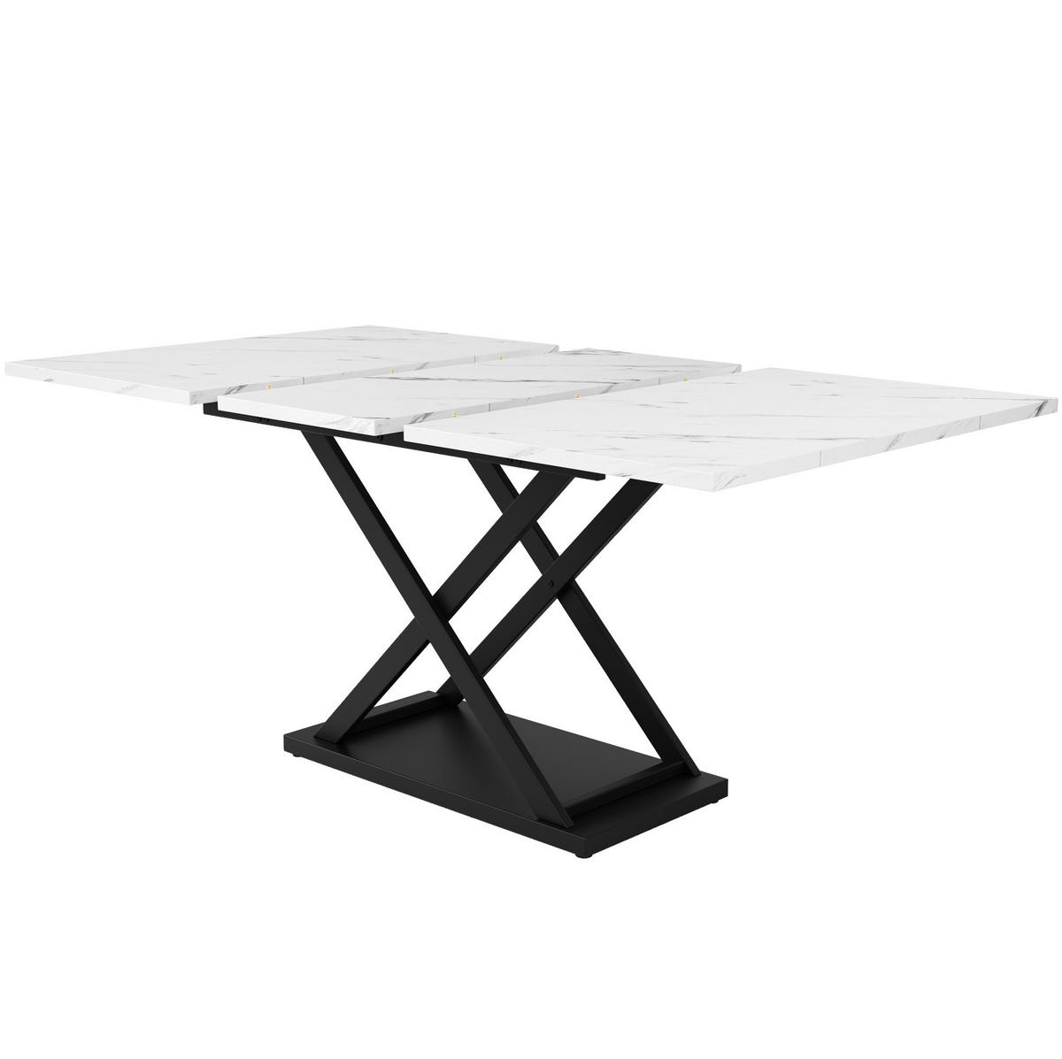 ROZKLÁDACÍ jídelní stůl 120/160/80 cm s teleskopickým výsuvem a křížovými kovovými nohami, Bílá/Černá - bílá, kompozitní dřevo (120/80/75cm) - Redom