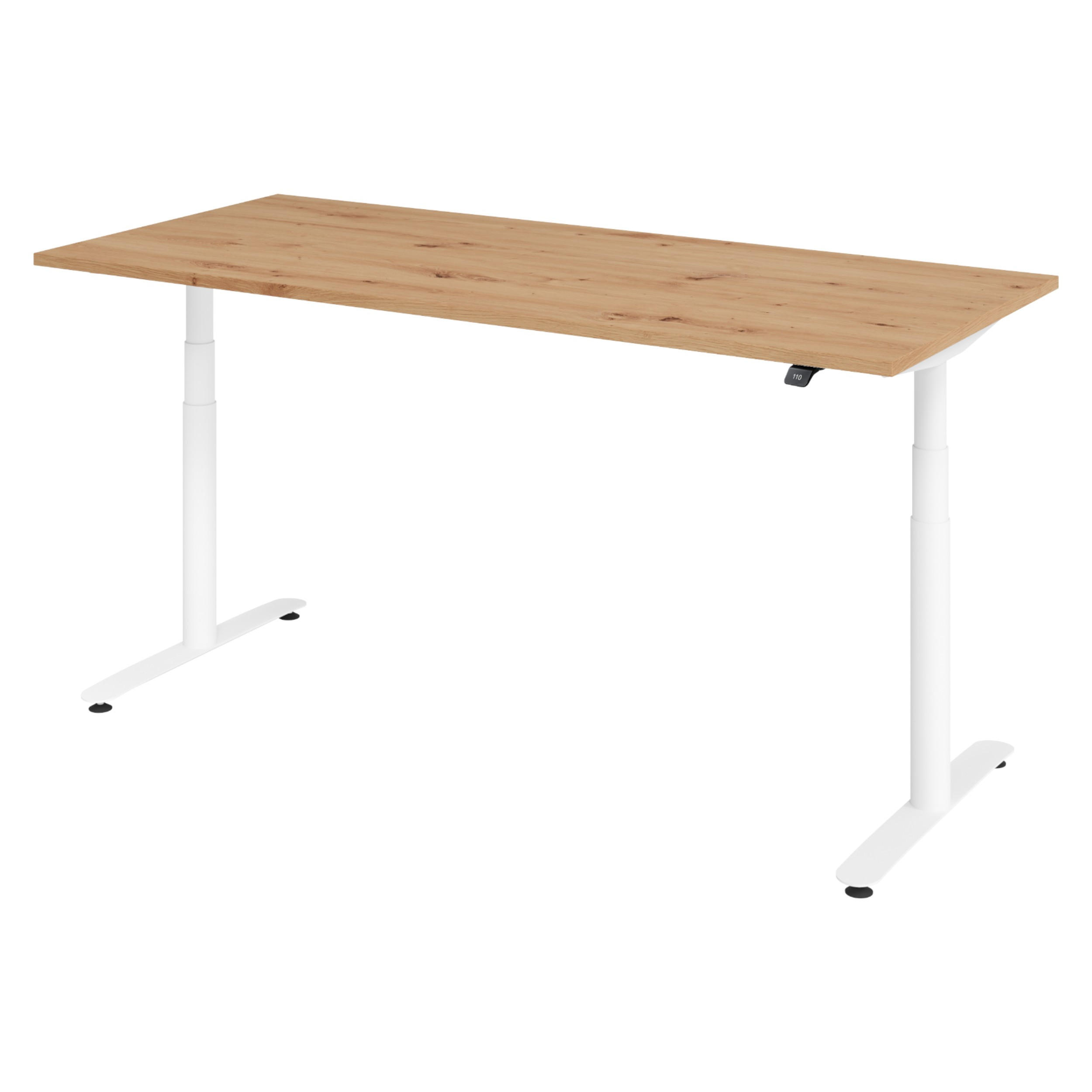 SCHREIBTISCH elektrisch Bluetooth & App XDLR 180/80/72 cm in Wildeiche/Weiß - Wildeiche/Weiß, Holzwerkstoff (180/80/72cm) - bümö