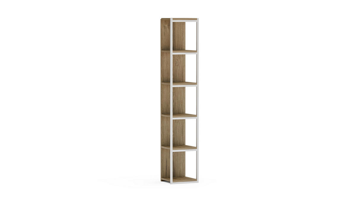 BÜCHERREGAL Teksas Weiss Eiche - Eichefarben/Weiß, Holzwerkstoff (30/180/30cm) - Decorotika