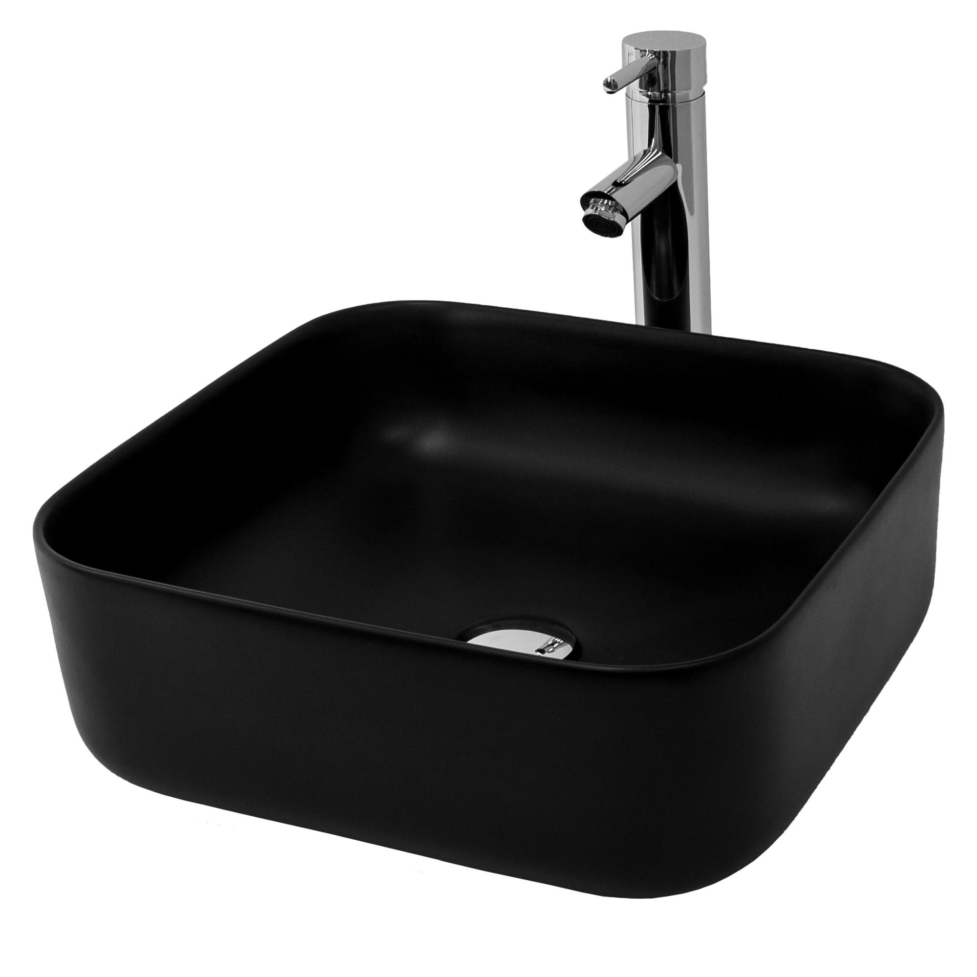 WASCHBECKEN - Schwarz, Keramik (39.5/14/14cm) - ML-DESIGN