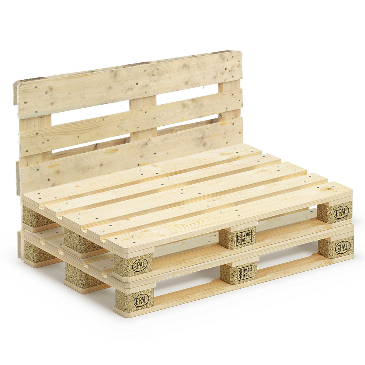 GARTEN-LOUNGESOFA aus Paletten, inkl. Sitzkissen, Grau - Grau, Holz (60/80/60cm) - Oviala