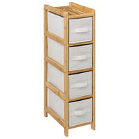 BAMBUSREGAL mit 4 Stoffkörben Tidy 19/33/78,5 cm - Beige, Naturmaterialien (33/78.5/19cm) - 5five Simply Smart