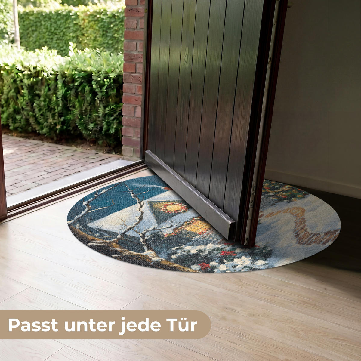 ROHOŽKA Vánoce - Vánoční stromek - Zima - Domov - Sníh 90x90 cm - různobarevná, textil/umělá hmota (90/0.4cm) - MuchoWow