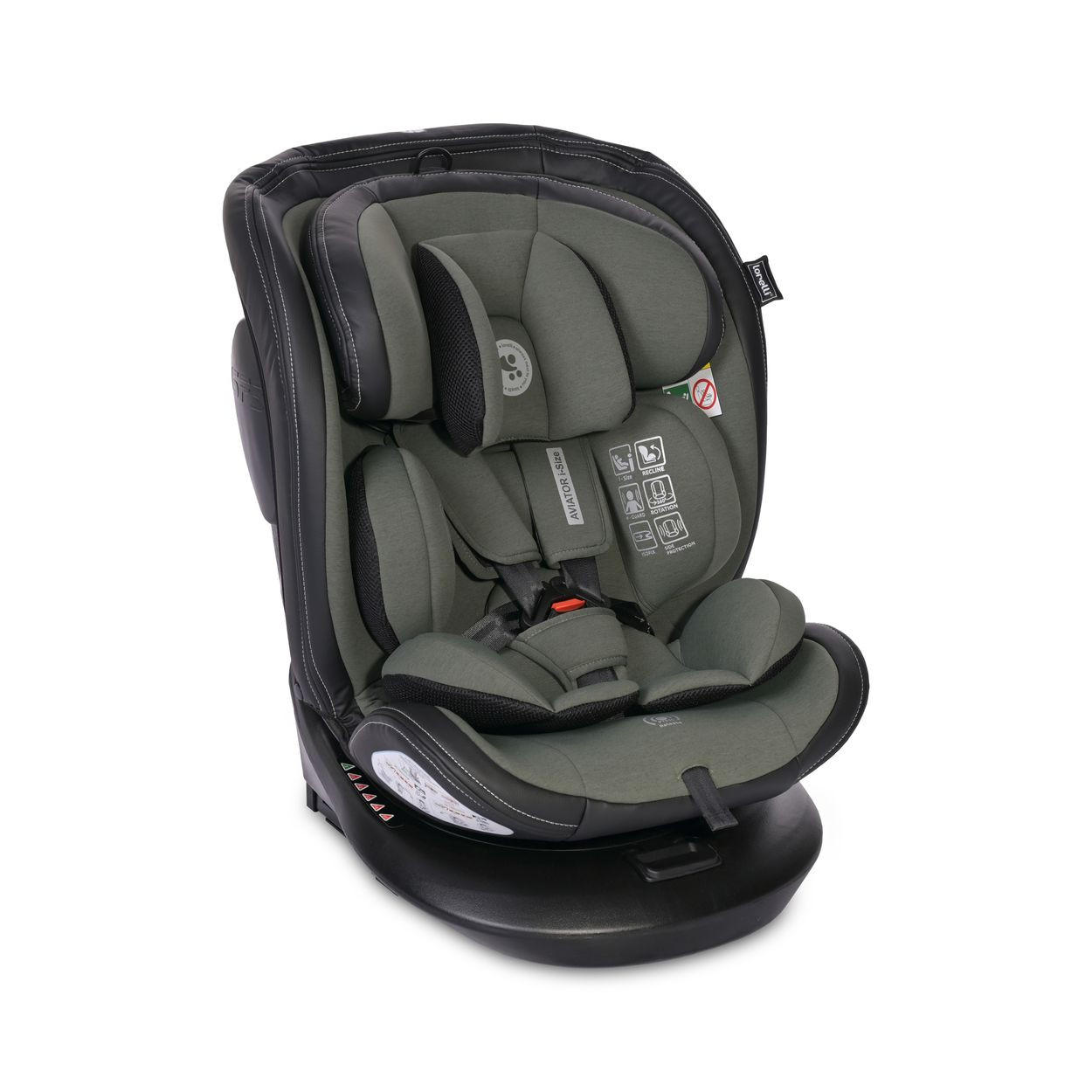 KINDERSITZ i-Size Aviator grün (40-150cm) 360° drehbar, verstellbar, Isofix - Grün, Kunststoff (47/62/52cm) - Lorelli