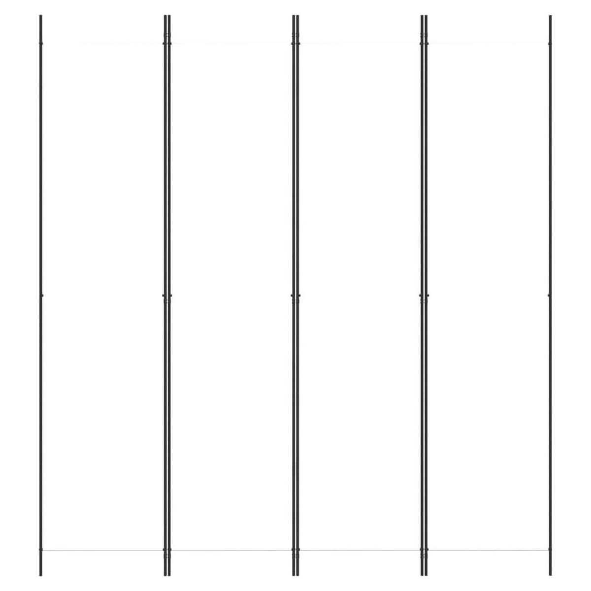4-TLG. Paravent Weiß 200x220 cm Stoff - Weiß, Textil (200/220/220cm)