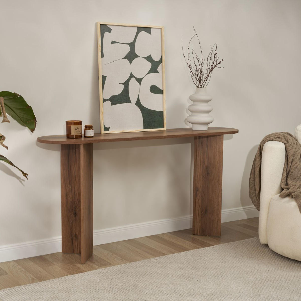KONSOLE mit zwei Beinen SIRA 150/35/75 cm - Naturfarben, Holzwerkstoff (150/35/75cm) - Calicosy
