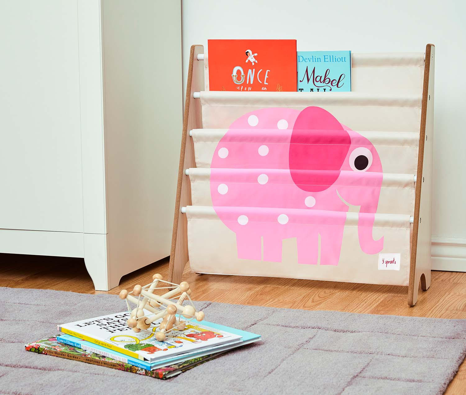 BÜCHERREGAL Motiv: Elefant - Rosa, Textil (63/60/26cm) - 3Sprouts