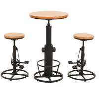 SET BARSKA MIZA + BARSKI STOLI okrogli Bež 3-delni set - bež, les (61/123/61cm) - MCW