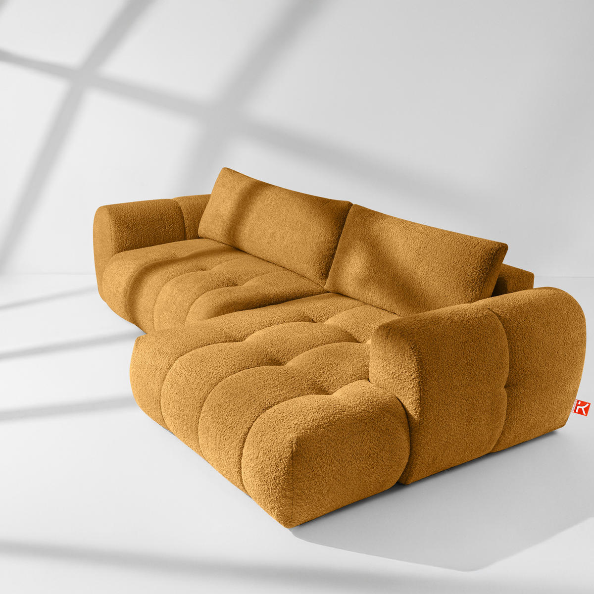 ECKSOFA RECHTS LIRA, Honigfarben, Bouclé - Honig, Holz/Holzwerkstoff (295/112cm) - KONSIMO®