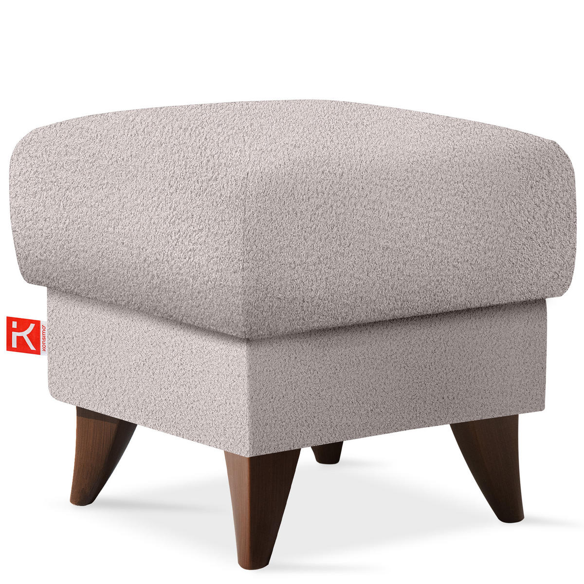 HOCKER GUSTAVO Fußstütze, Bouclé, Grau - Grau, Holz/Holzwerkstoff (53/49/53cm) - KONSIMO®