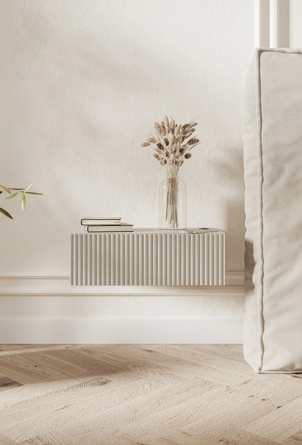 NACHTSCHRANK Veldio Graubeige 50 cm - Greige, Holzwerkstoff (50/17/35.6cm) - Selsey