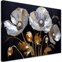 WANDBILD mohnblumen glamour silber - Schwarz, Textil (60/40cm) - Feeby