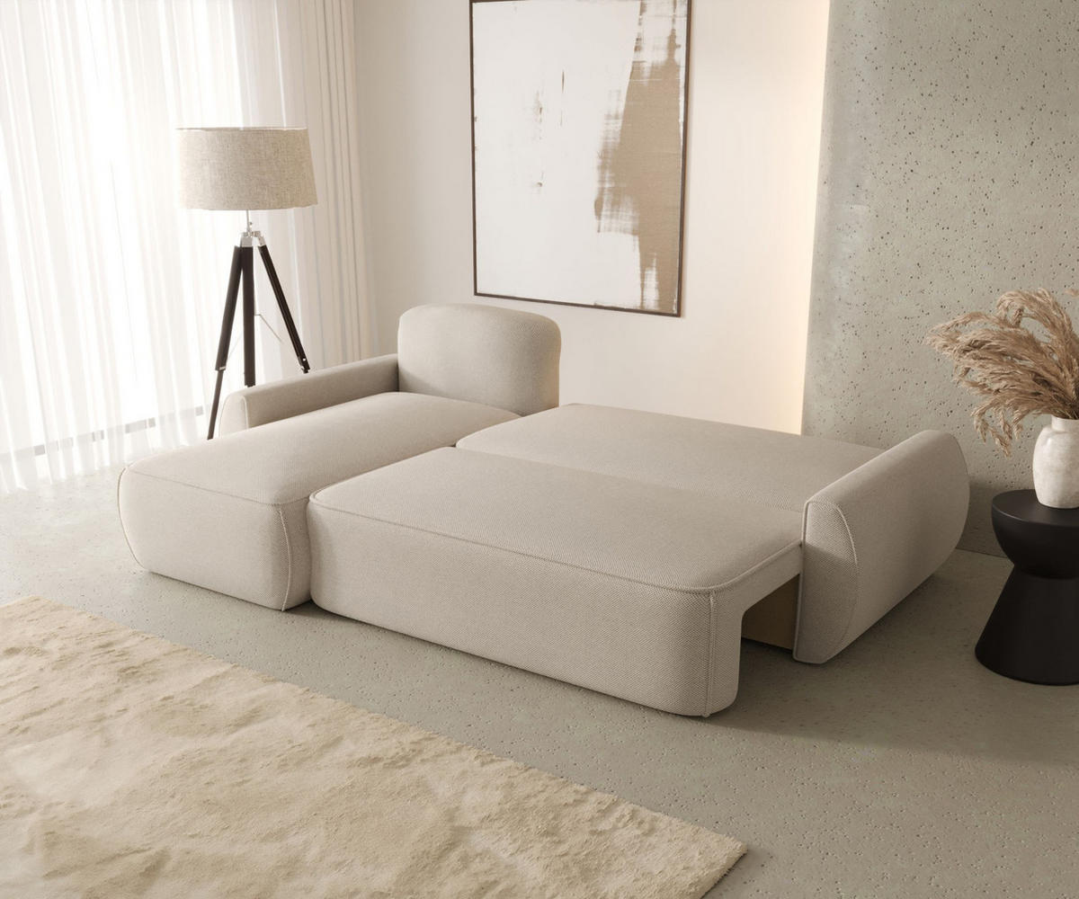 ECKSOFA mit Schlaffunktion LUCAS Quelle 83 Links - Grau, Textil (240/145cm) - Bedante