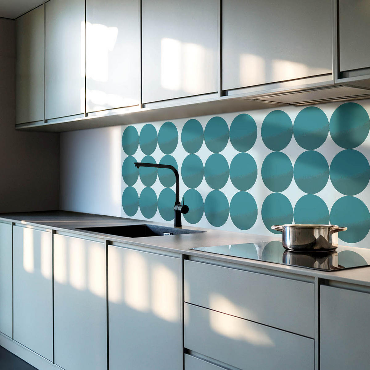 WANDPANEEL 4x 50x50 cm selbstklebend Sferra - Jadegrün, Kunststoff (50/1.6/50cm) - Wallfluent