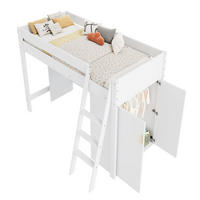 HOCHBETT 90/200 cm aus Massivholz mit Schreibtisch und mobilem Kleiderschrank Weiß - Weiß, Holzwerkstoff (90/200cm) - Modenvie