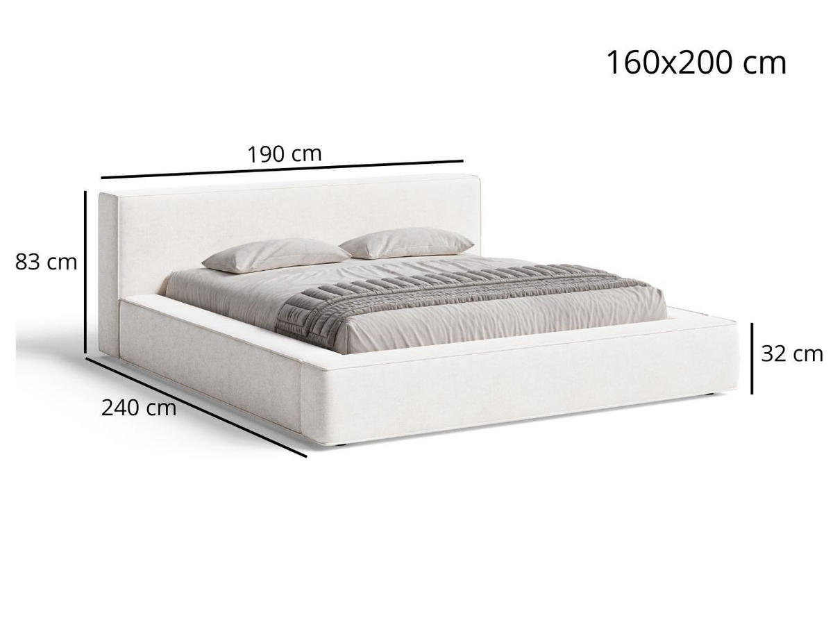 POLSTERBETT Mali 160x200 Creme - Creme, Textil (160/200cm) - Graingold