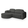 ECKSOFA AMILIA L-S Grau Boucle-Stoff mit Schlaffunktion - Grau, Holz (263/174cm) - MASSENO