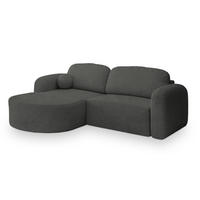 ECKSOFA AMILIA L-S Grau Boucle-Stoff mit Schlaffunktion - Grau, Holz (263/174cm) - MASSENO