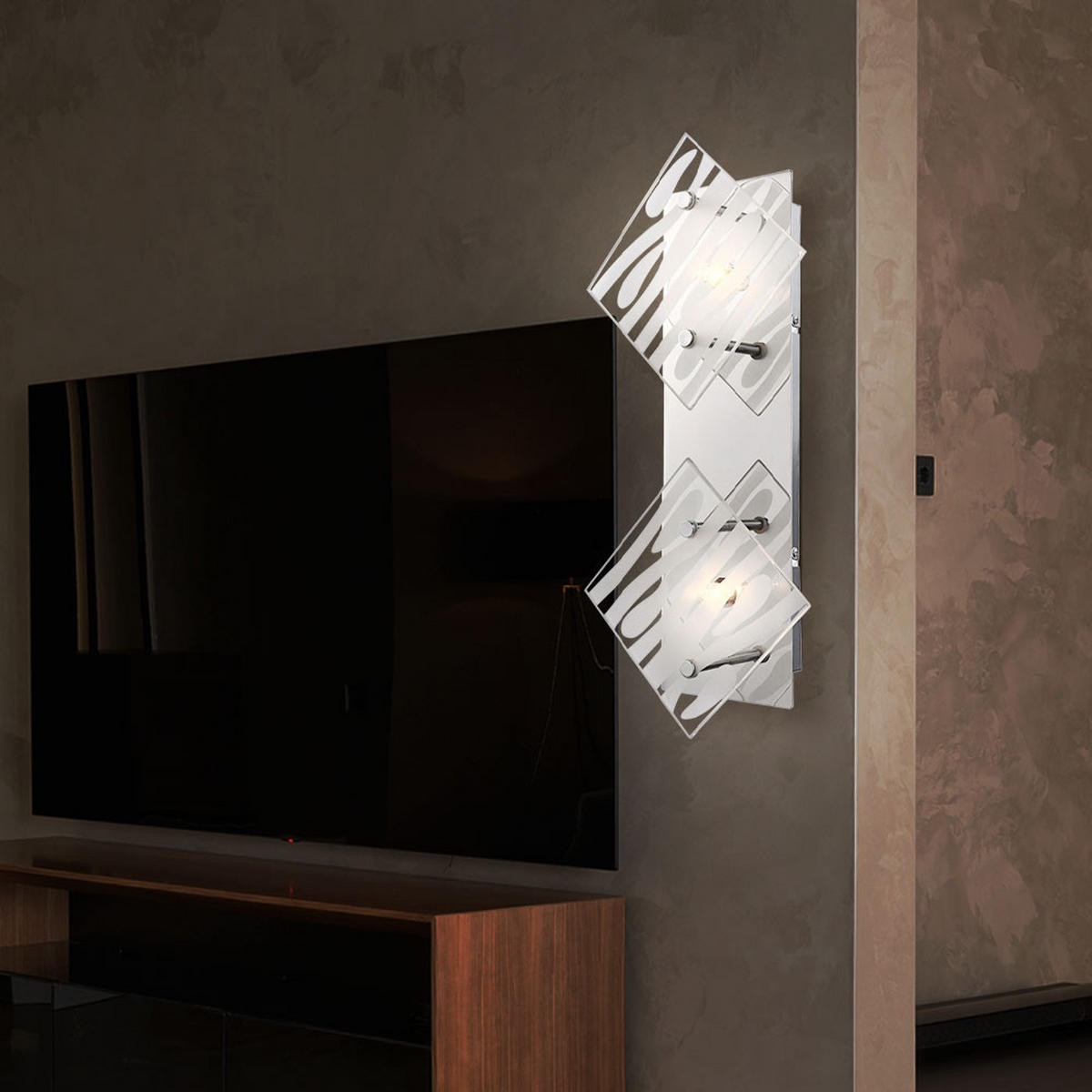 LED WANDLEUCHTE Carat Chrom Silber - Silberfarben, Metall (17/37/37cm) - Globo Lighting