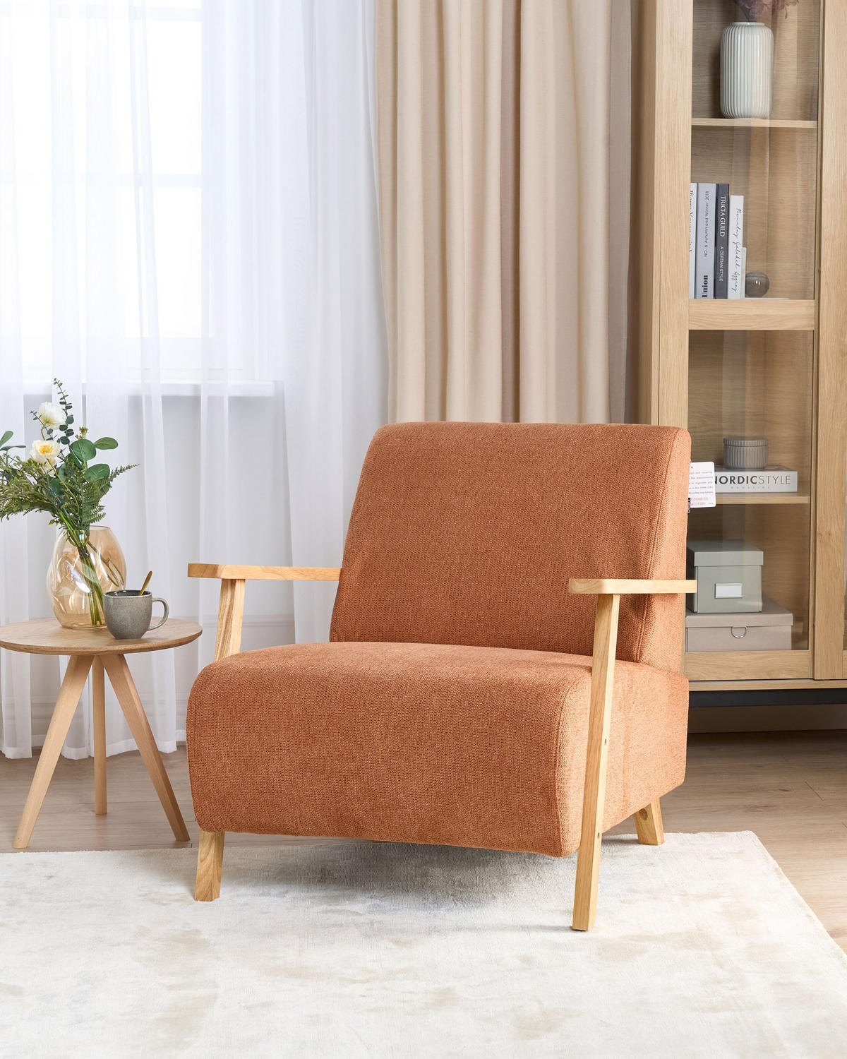 SESSEL Orange Lesja - Hellbraun/Orange, Textil (77/79/90cm) - Beliani