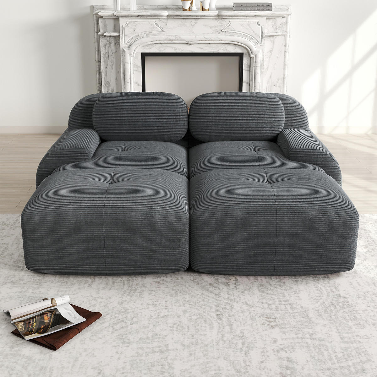 SOFA 2-Sitzer 208/178/75 cm Grau - Grau, Textil (178/75/208cm)