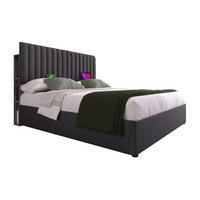 POLSTERBETT 140/200 cm mit Bettkasten, LED-Kopfteil, USB/Type-C & Stauraumfächern,Grau - Grau, Textil (140/200cm) - Redom