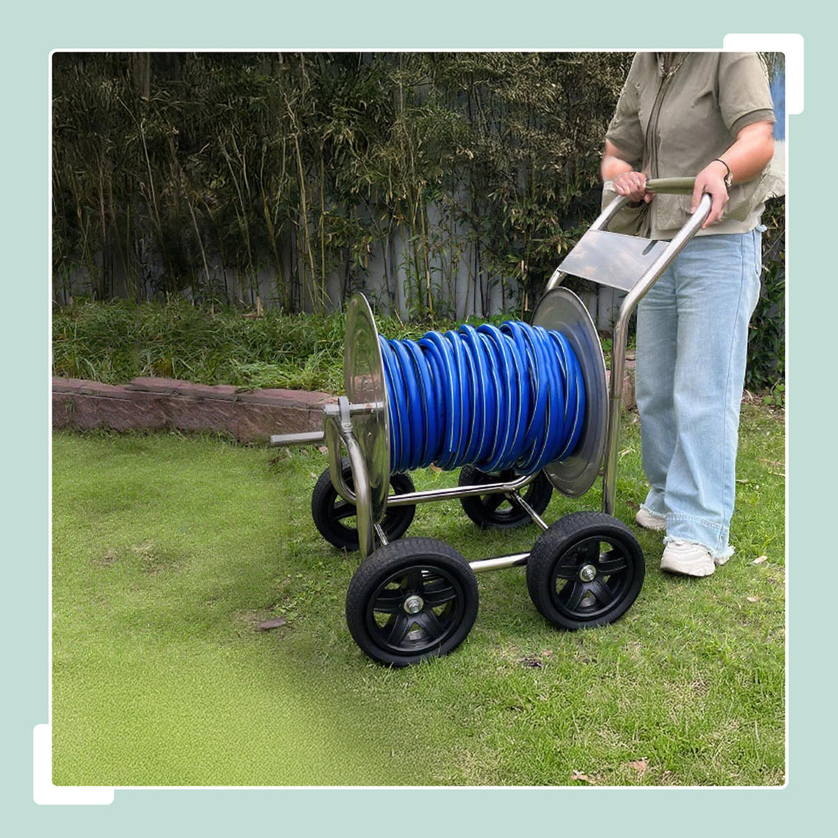 SCHLAUCHWAGEN - Silberfarben, Metall (73/100/57cm) - Relaxdays