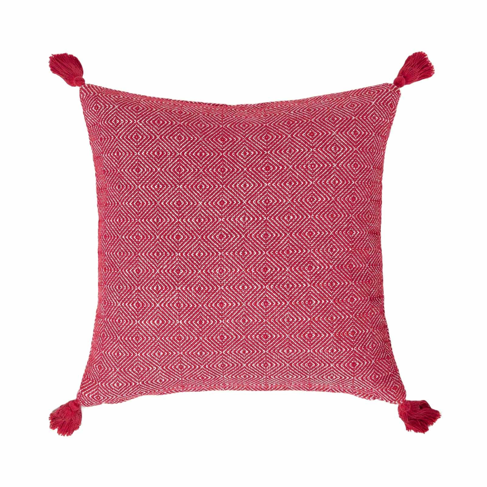 DEKOKISSEN Porto 45/45 cm rot mit Quasten - Rot, Textil (45/45cm) - Homescapes