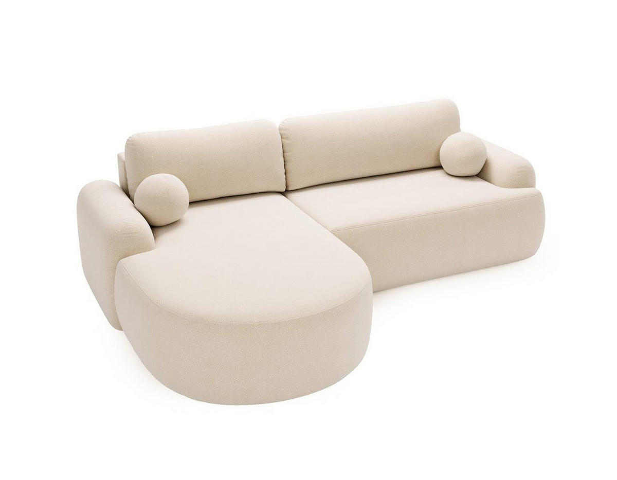 ECKSOFA mit Schlaffunktion L Form OLIO Creme - Creme, Holzwerkstoff (261/177cm) - Compleo24