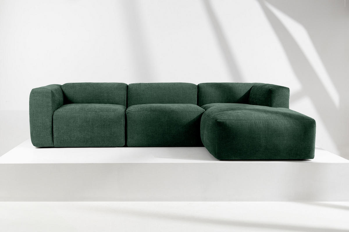ECKMODULSOFA-RECHTS BUFFO mit extrem weicher und bequemer Sitzfläche, Gewebestoff, maritim - Grün, Textil (297/180cm) - KONSIMO®