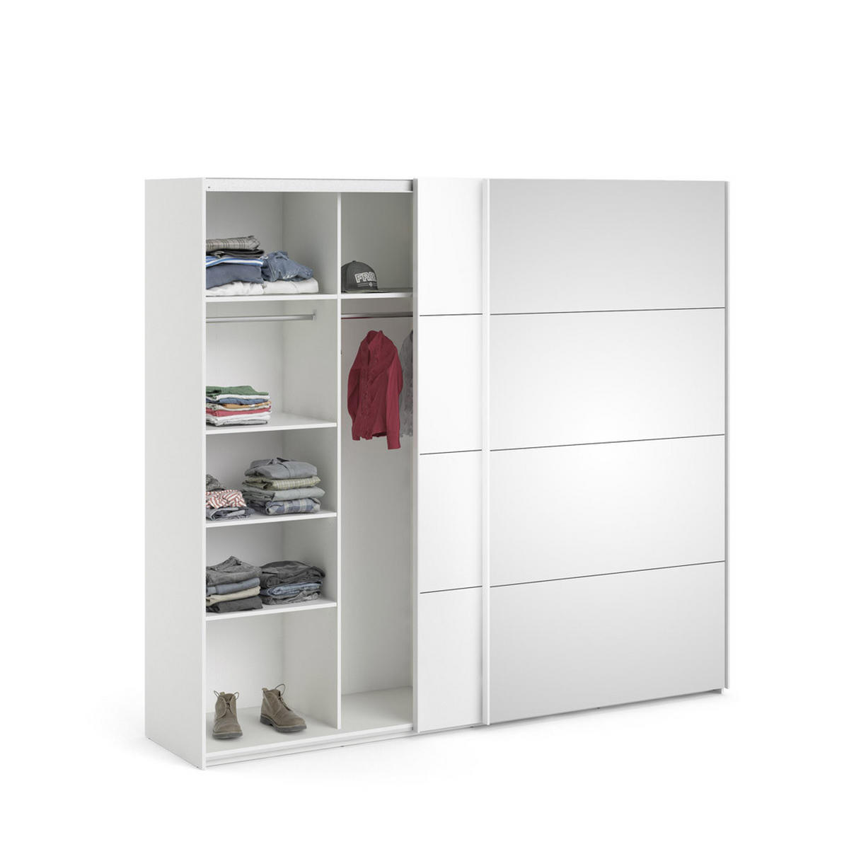 SCHWEBETÜRENSCHRANK weiß - Beige, Holzwerkstoff (243/221/61cm) - ebuy24