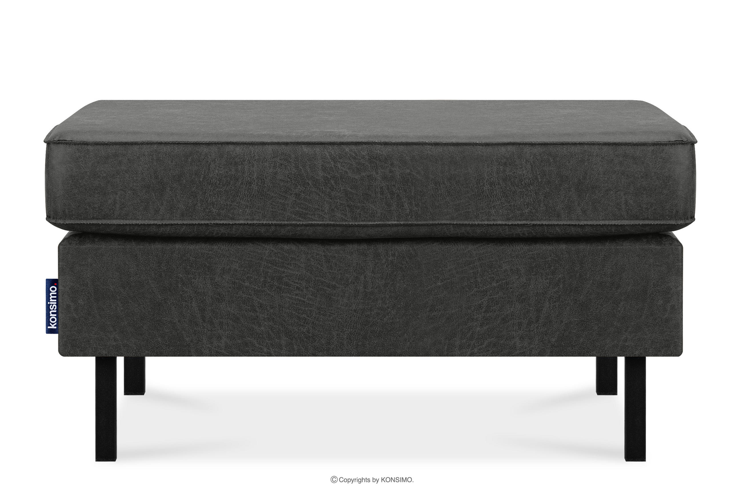 HOCKERSTUHL INVIA auf hohen Metallbeinen vintage, Lederoptik-Stoff, Dunkelgrau - Dunkelgrau/Schwarz, Textil (93/48/70cm) - KONSIMO®