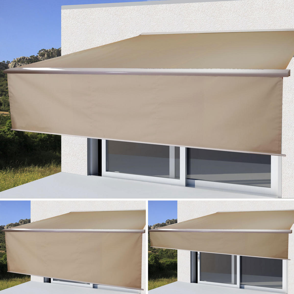KASSETTEN-MARKISE VOLANT AUSFAHRBAR Beige - Beige, Textil (400/15/300cm) - MCW