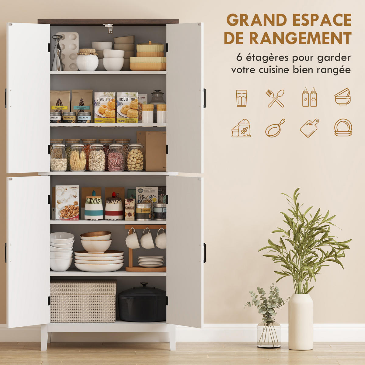 HIGHBOARD DE-11326 6 Ebenen Weiß - Weiß, Holzwerkstoff (40/178.5/76cm) - ComfortXL