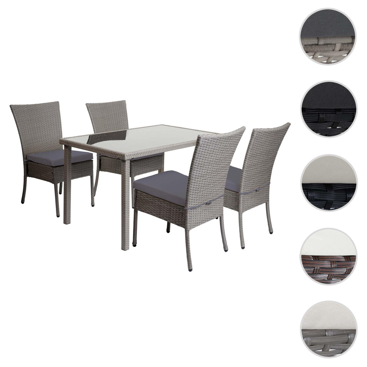 POLY-RATTAN GARNITUR Grau, Anthrazit 5-teilig-Set - Anthrazit/Grau, Kunststoff - MCW