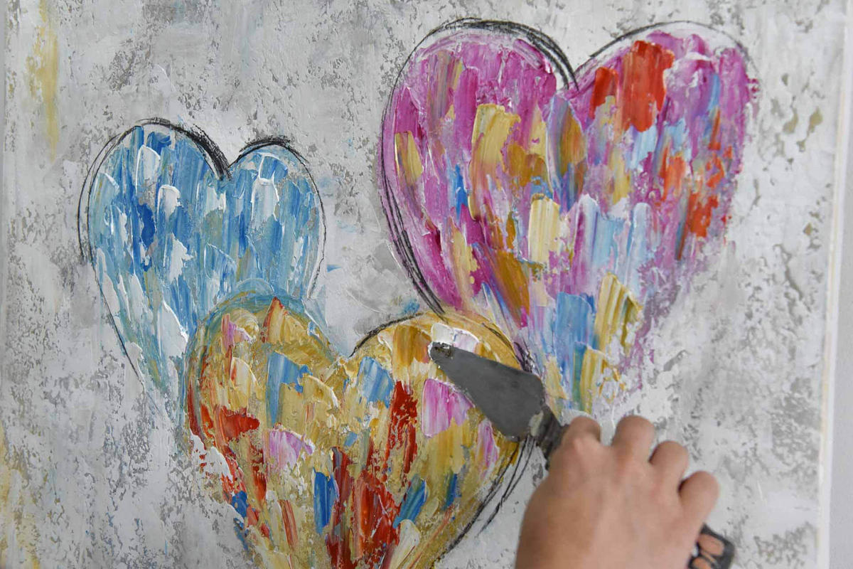 ACRYLBILD HANDGEMALT 60/60 cm - Multicolor/Grau, Holz/Textil (1.1/60cm) - KUNSTLOFT