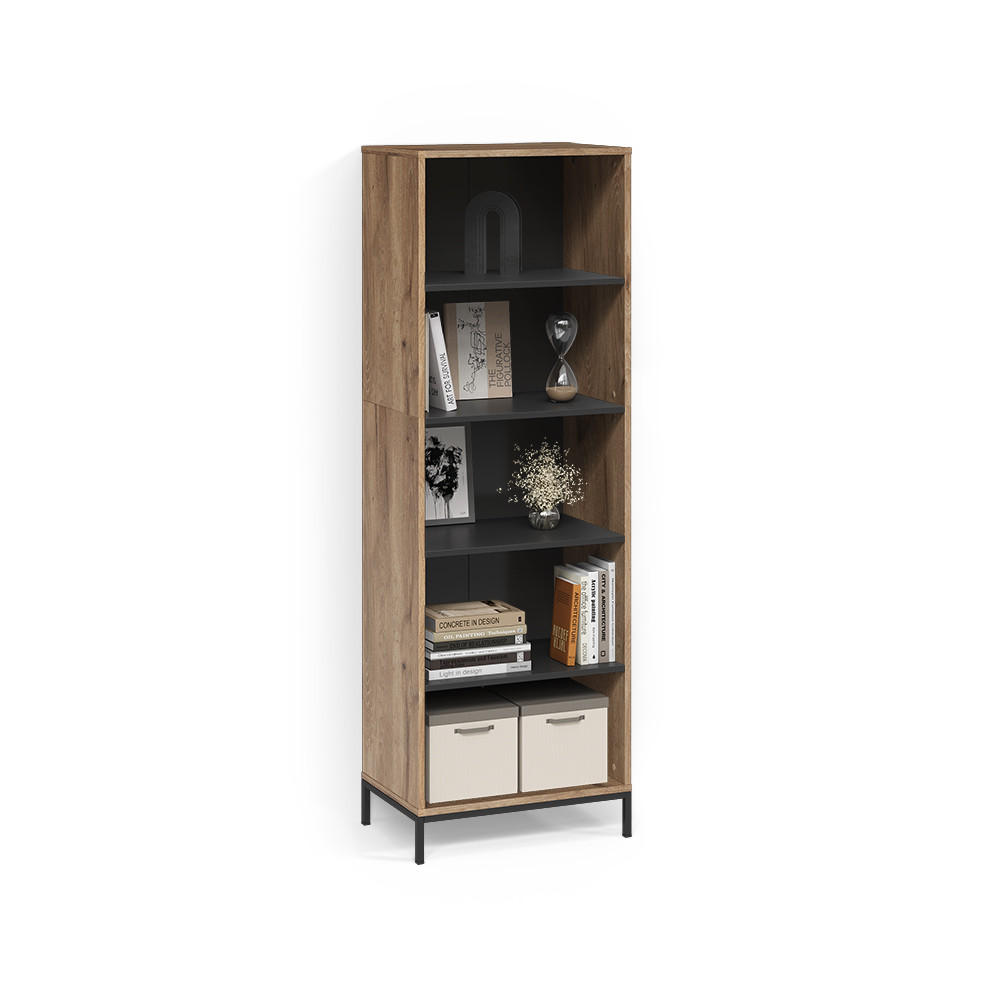 BÜCHERREGAL Aterno Viking Oak mit 5 Fächern - Eichefarben, Holzwerkstoff (60/180/40cm) - Livinity®