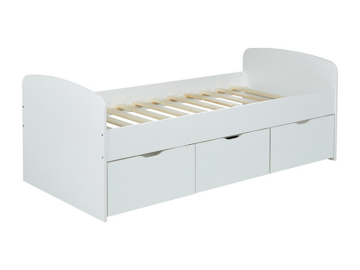 KINDERBETT MIA / SPIELBETT Lattenrost + 3x Schubladen - Weiß - Weiß, Holz/Holzwerkstoff (90/190cm) - Weber Industries