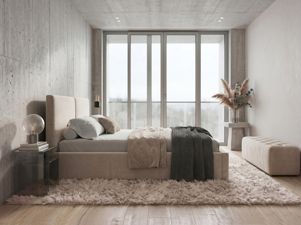 POLSTERBETT 140X200 Cashmere mit Stauraum - Kaschmir, Textil (140/200cm) - Interbeds