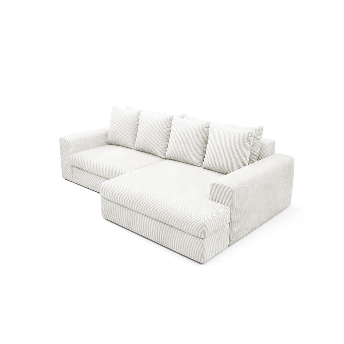 ECKSOFA Paola 3 Sitzplätze Cremeweiß - Weiß, Holz (272/167cm) - Petits-meubles