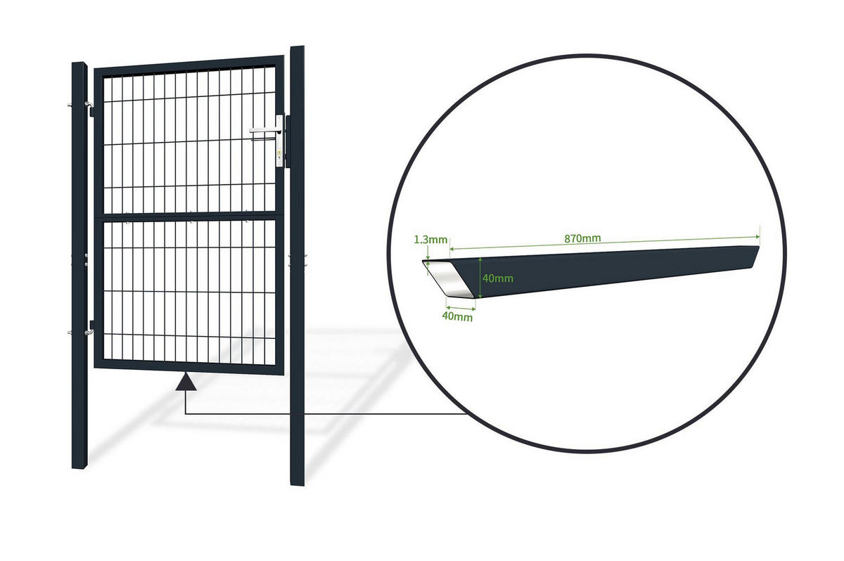 ZAUNTOR Razo grau 1m H.140cm Metall - Grau, Metall (106/146cm) - Casanoov