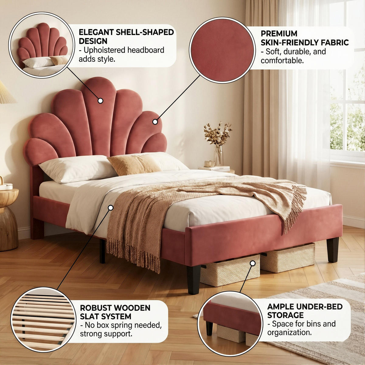POLSTERBETT Glamour mit Höhenverstellbarem Kopfteil 90/200 cm Samt Bordeaux - Rot, Textil (90/200cm) - Creahappy