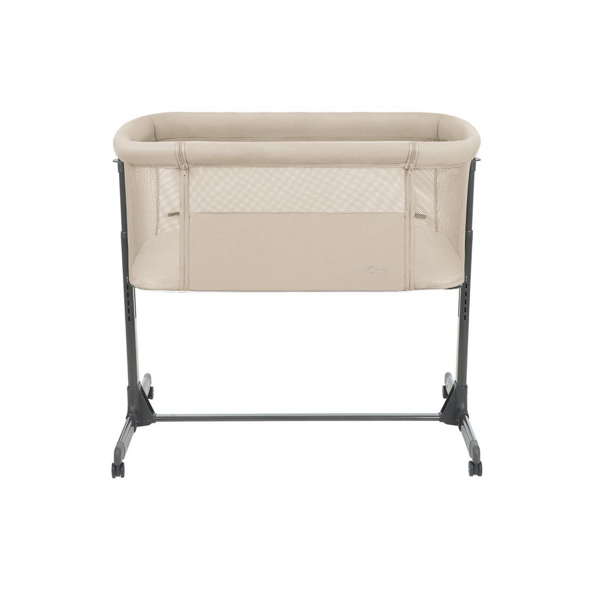 BEISTELLBETT Noah braun 87 x 55 cm, Anti-Reflux, 6-fach höhenverstellbar, 4 Räder, Matratze - Beige, Metall (55/87cm) - Kikka boo