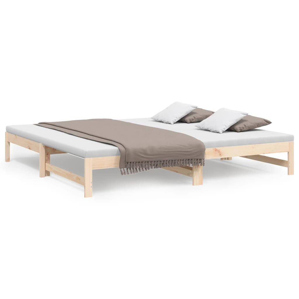 TAGESBETT Ausziehbar 80/200 Cm Massivholz Kiefer - Braun, Textil (80/200cm) - vidaXL