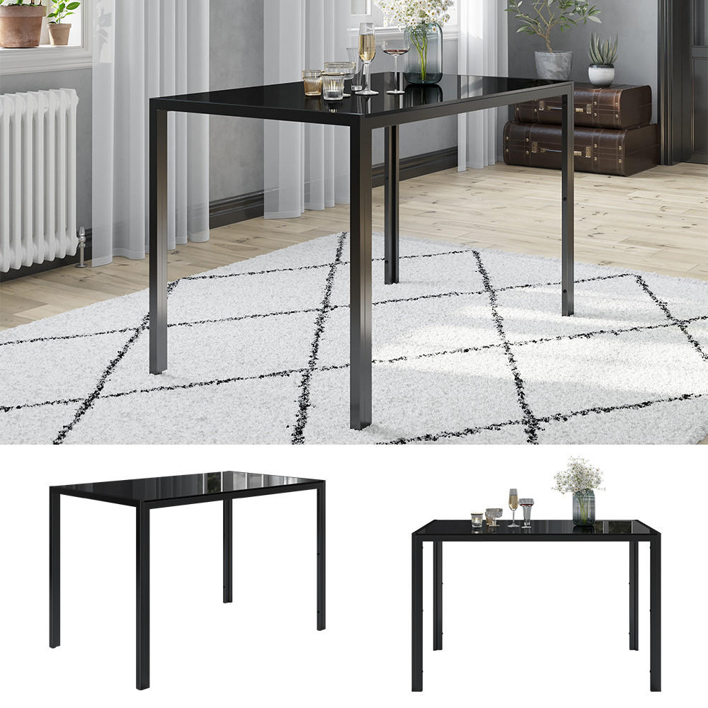 ESSTISCH Grand Schwarz 120 x 75 cm - Schwarz, Glas (70/120/75cm) - Vicco
