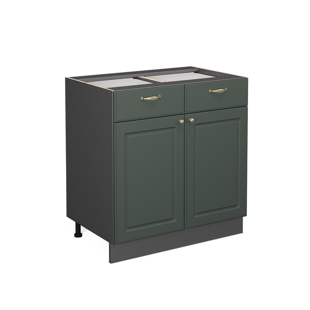 KÜCHENUNTERSCHRANK Fame-Line Grün-Gold Landhaus 80 cm ohne AP - Anthrazit/Grün, Holzwerkstoff (80/82/51.6cm) - Vicco