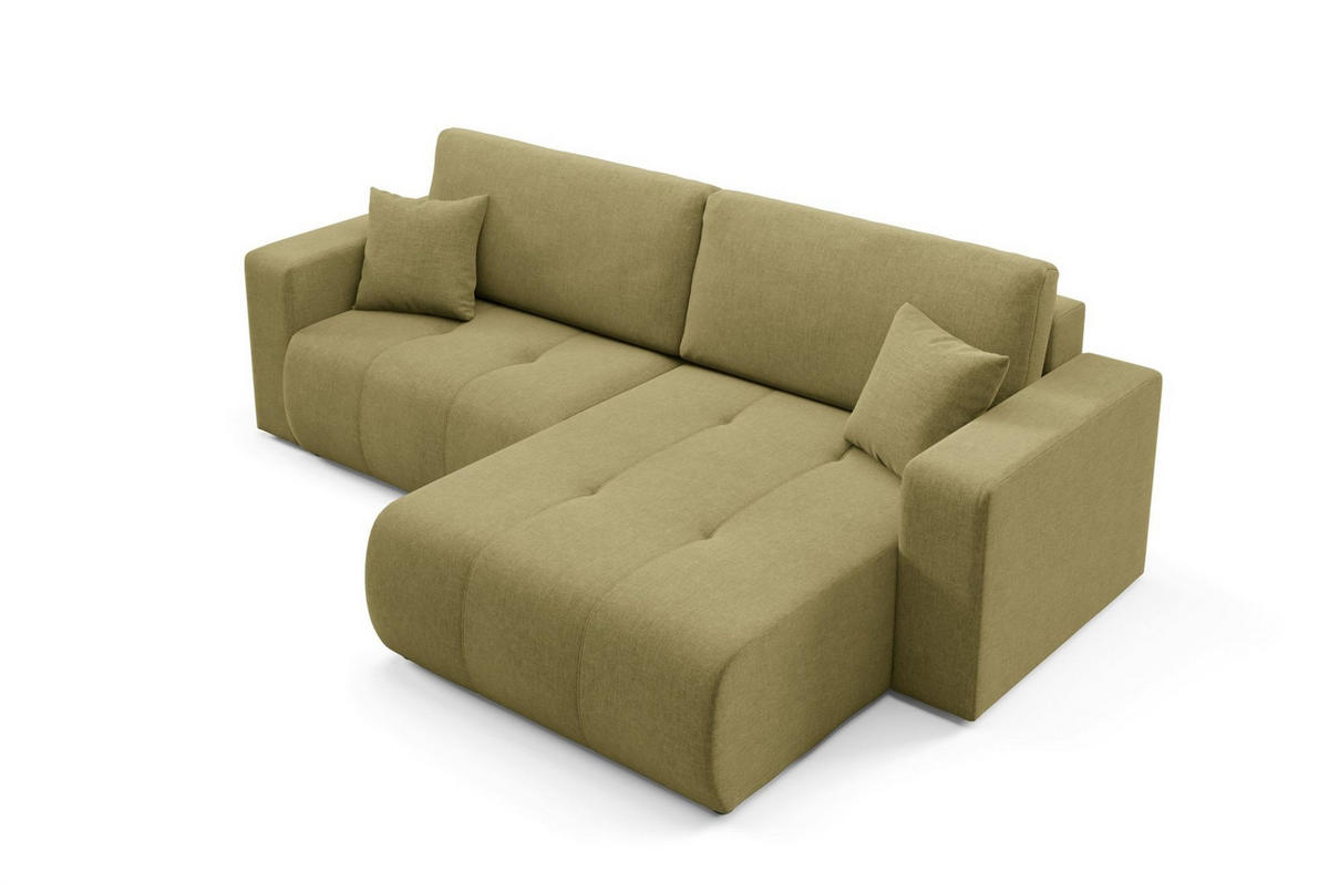 ECKSOFA Augusto - Dunkelgrün, Holzwerkstoff/Textil (244/149cm) - Fun Möbel