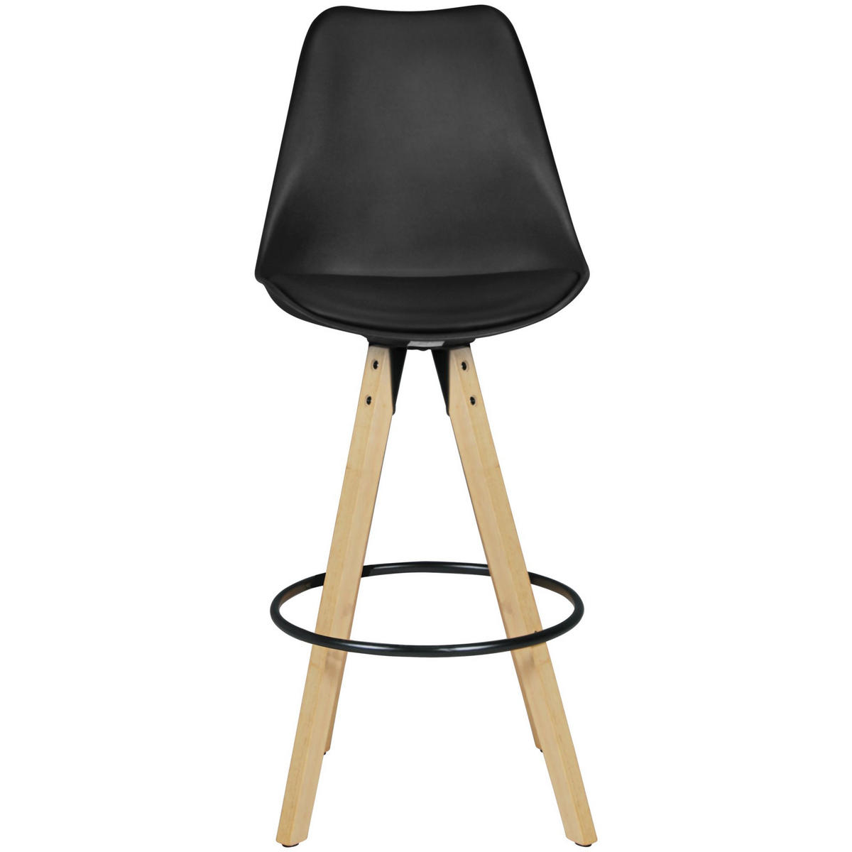 BARHOCKER Set - Ergonomisch Sitzschale, Holzbeine, Schwarz 45x45x113 cm - Beige/Schwarz, Holz/Kunststoff (45/113/45cm) - KADIMA DESIGN
