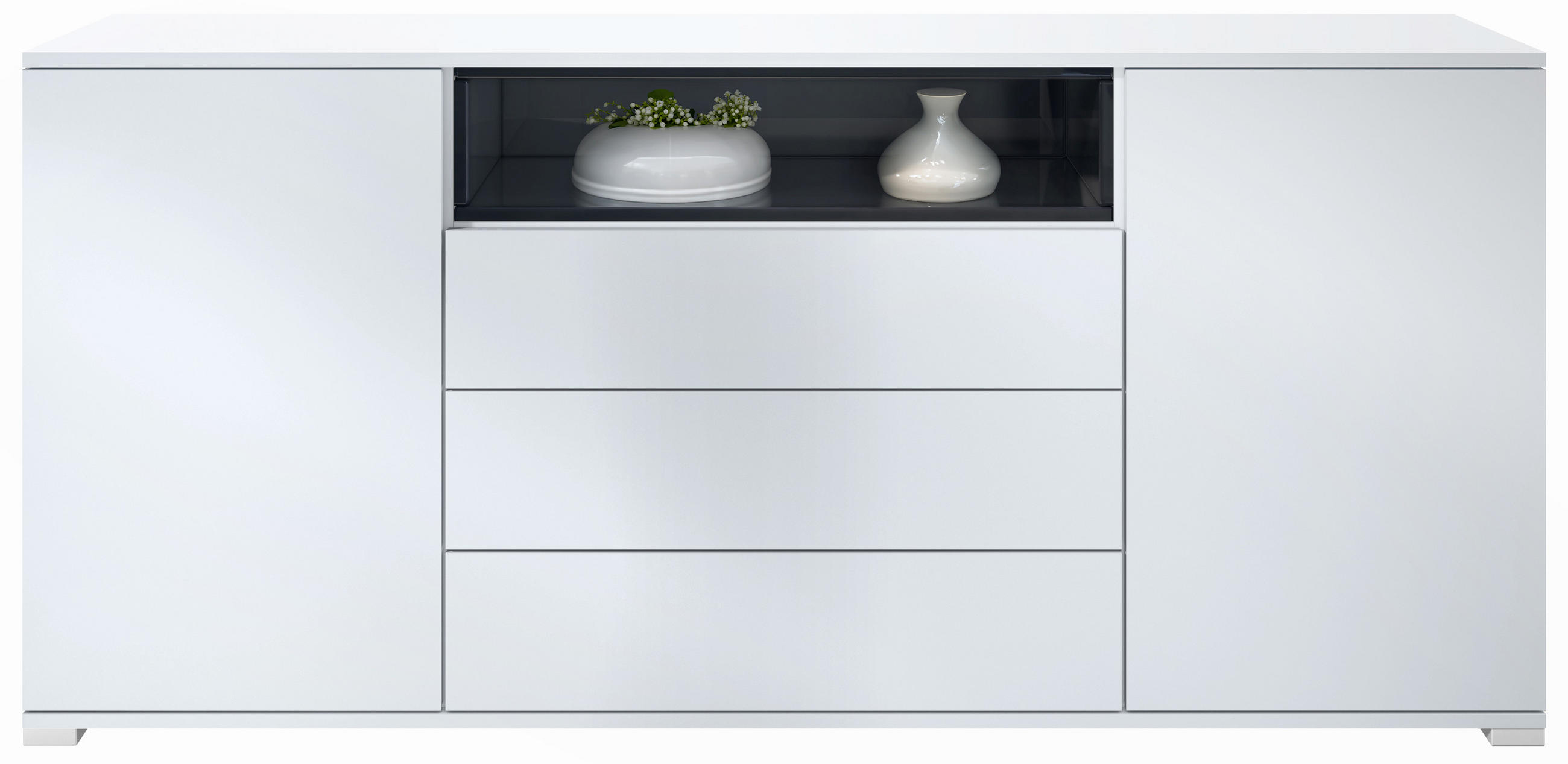 Vladon Sideboard Schwarz Hochglanz 166.5x75.5x35 cm